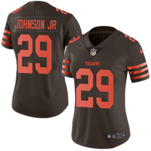 Nike Browns #29 Duke Johnson Jr Brown Women's Stitched NFL Limited Rush Jersey - Click Image to Close